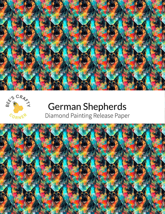 RELEASE PAPER | German Shepherds - Reusable Patterned Diamond Painting Release Paper