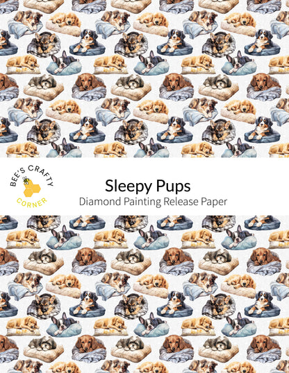 RELEASE PAPER | Sleepy Pups - Reusable Patterned Diamond Painting Release Paper