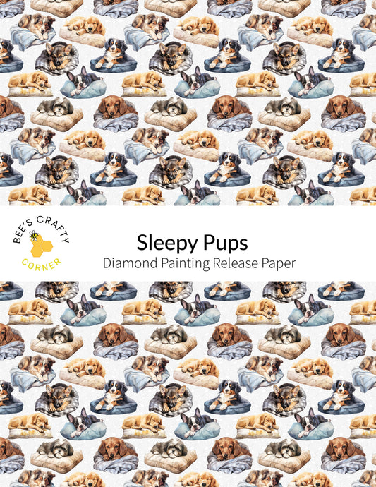 RELEASE PAPER | Sleepy Pups - Reusable Patterned Diamond Painting Release Paper