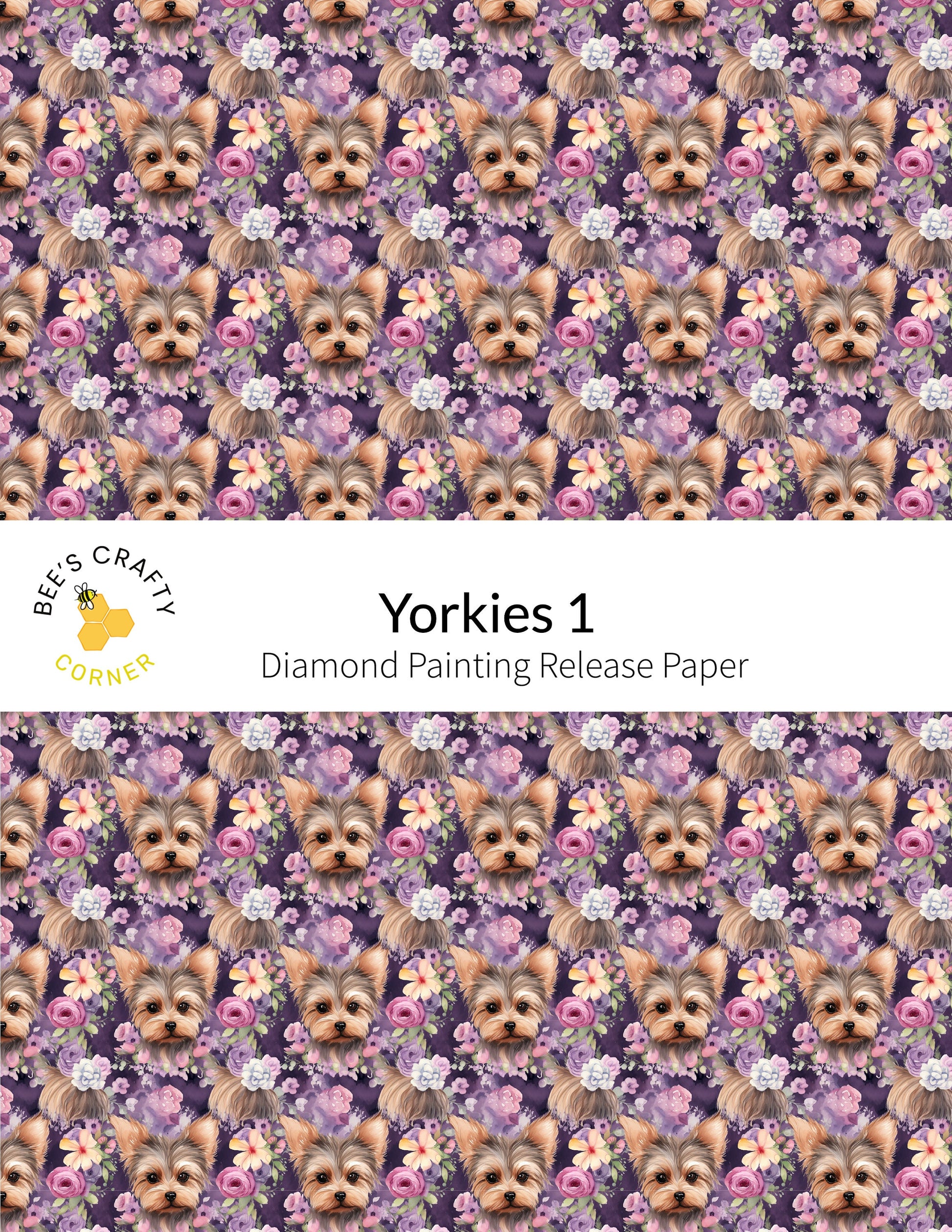 RELEASE PAPER | Yorkies #1 - Reusable Patterned Diamond Painting Release Paper
