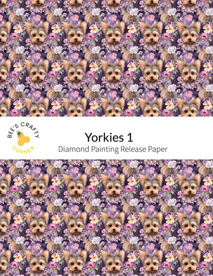RELEASE PAPER | Yorkies #1 - Reusable Patterned Diamond Painting Release Paper