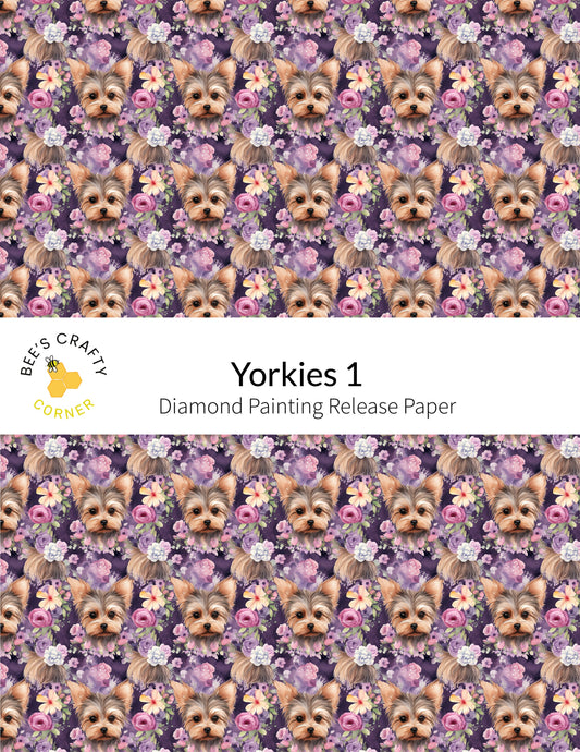 RELEASE PAPER | Yorkies #1 - Reusable Patterned Diamond Painting Release Paper
