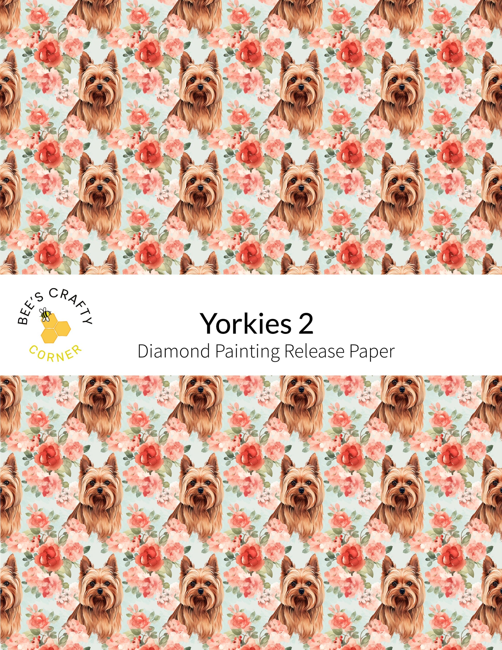 RELEASE PAPER | Yorkies #2 - Reusable Patterned Diamond Painting Release Paper