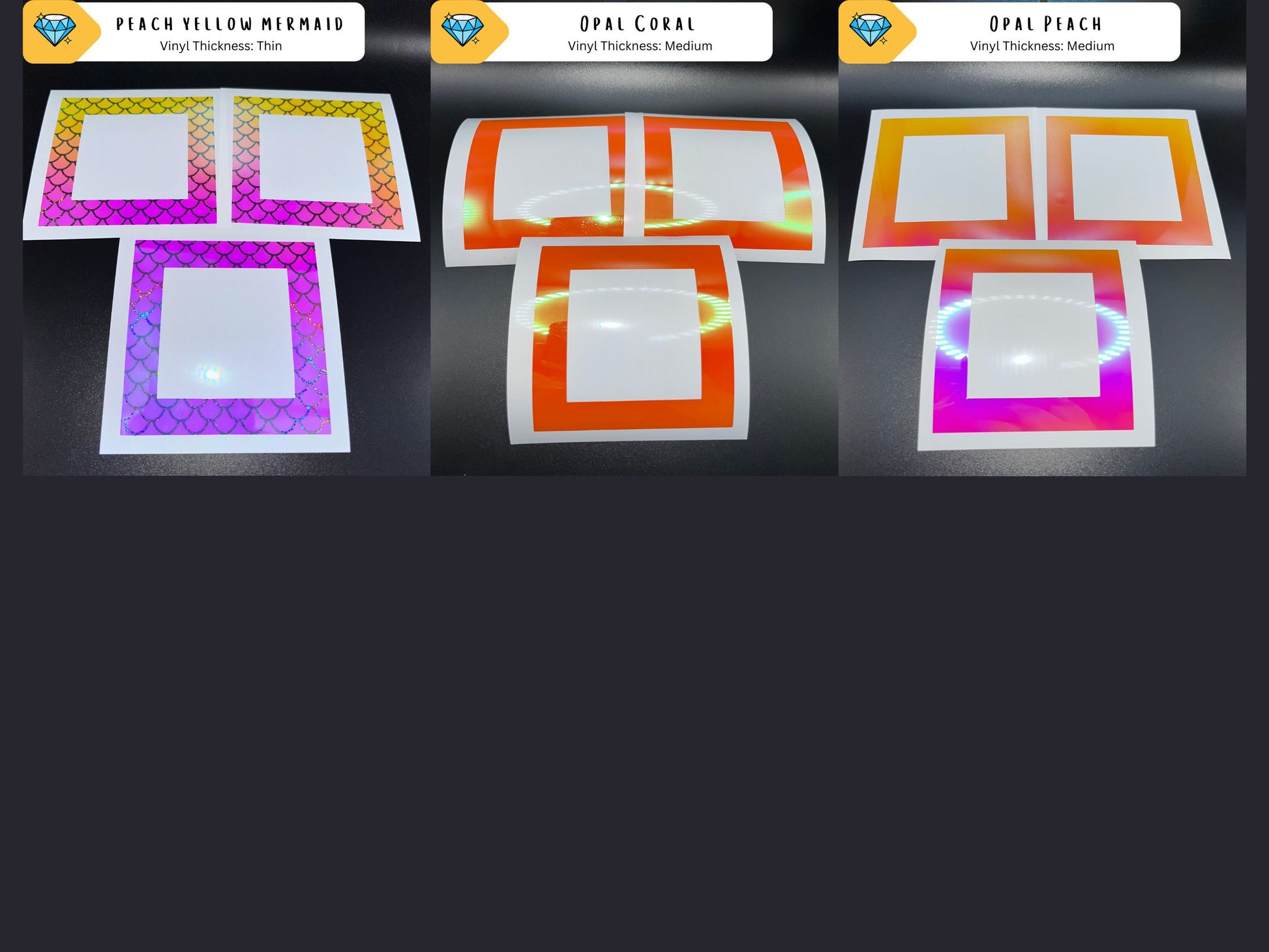Restocked - VINYL SECTION FRAMES | Glitter and Holographic Vinyl Section Frames For Diamond Painting
