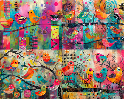 RELEASE PAPER | Colourful Birds - Theme Pack Reusable Diamond Painting Release Paper