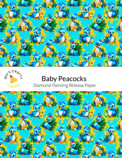 RELEASE PAPER | Baby Peacocks - Reusable Patterned Diamond Painting Release Paper