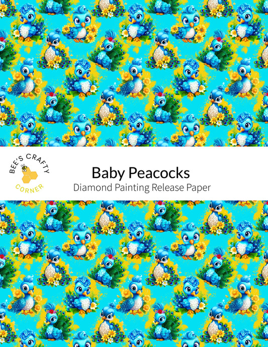 RELEASE PAPER | Baby Peacocks - Reusable Patterned Diamond Painting Release Paper