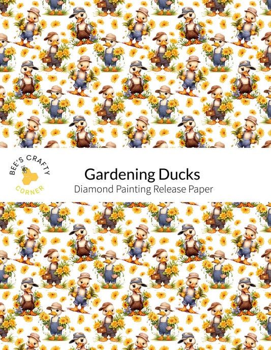 RELEASE PAPER | Gardening Ducks - Reusable Patterned Diamond Painting Release Paper