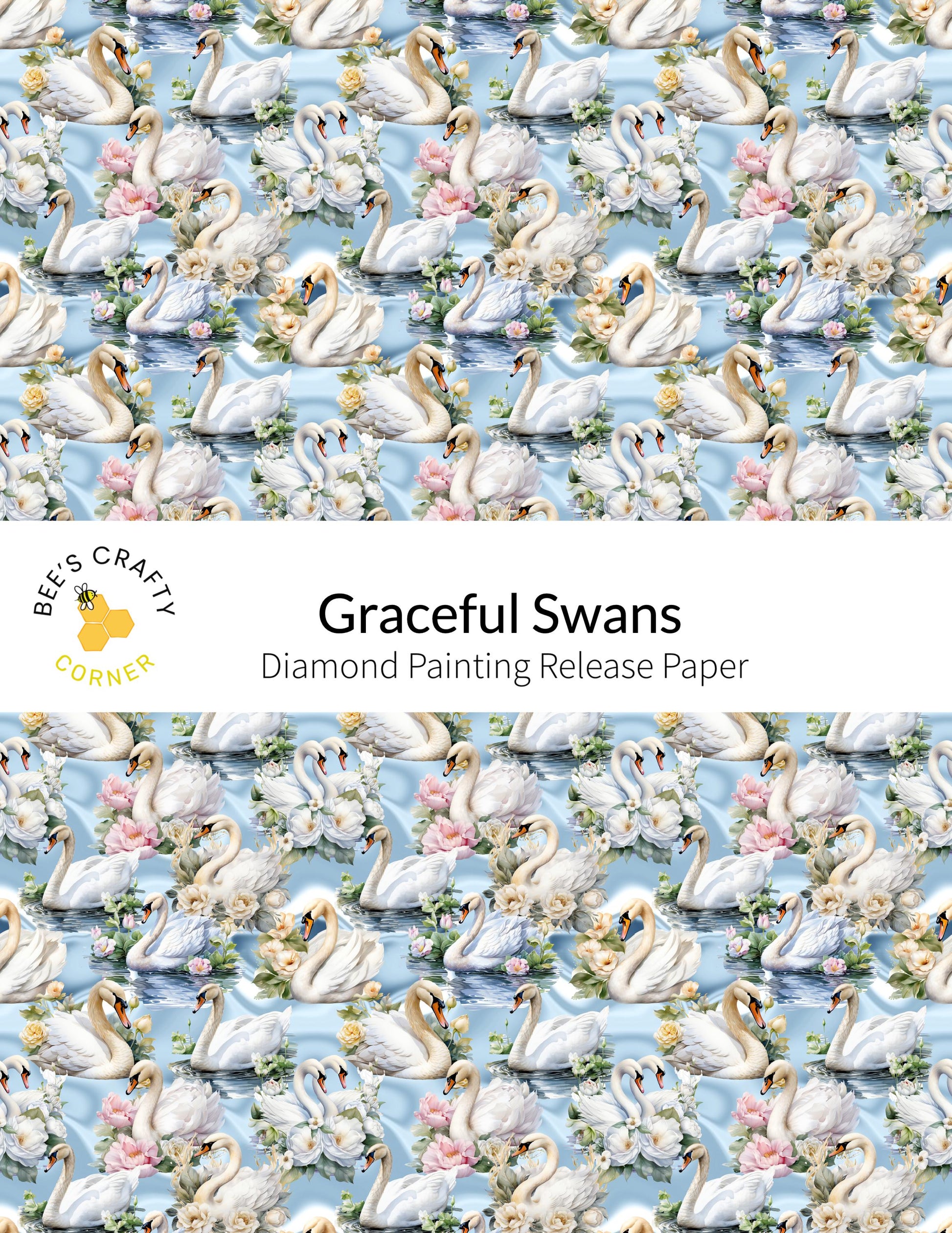 RELEASE PAPER | Graceful Swans - Reusable Patterned Diamond Painting Release Paper