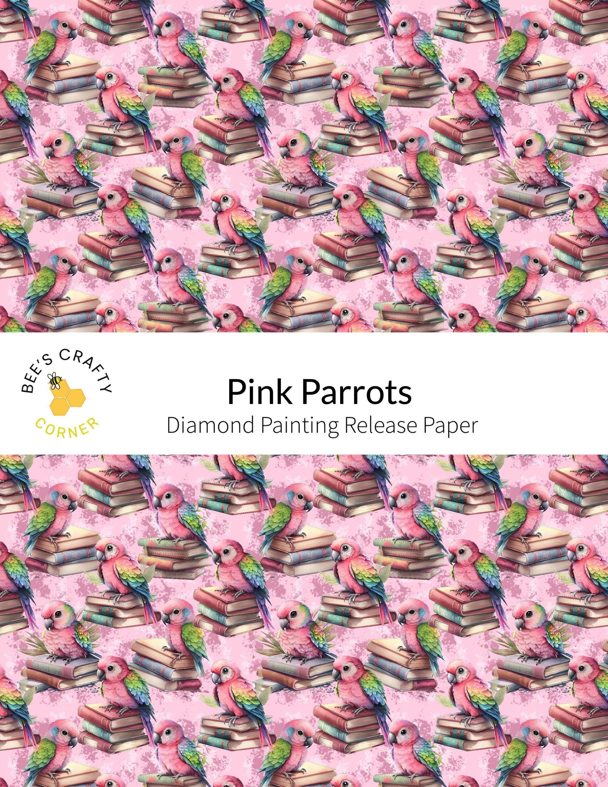 RELEASE PAPER | Pink Parrots - Reusable Patterned Diamond Painting Release Paper