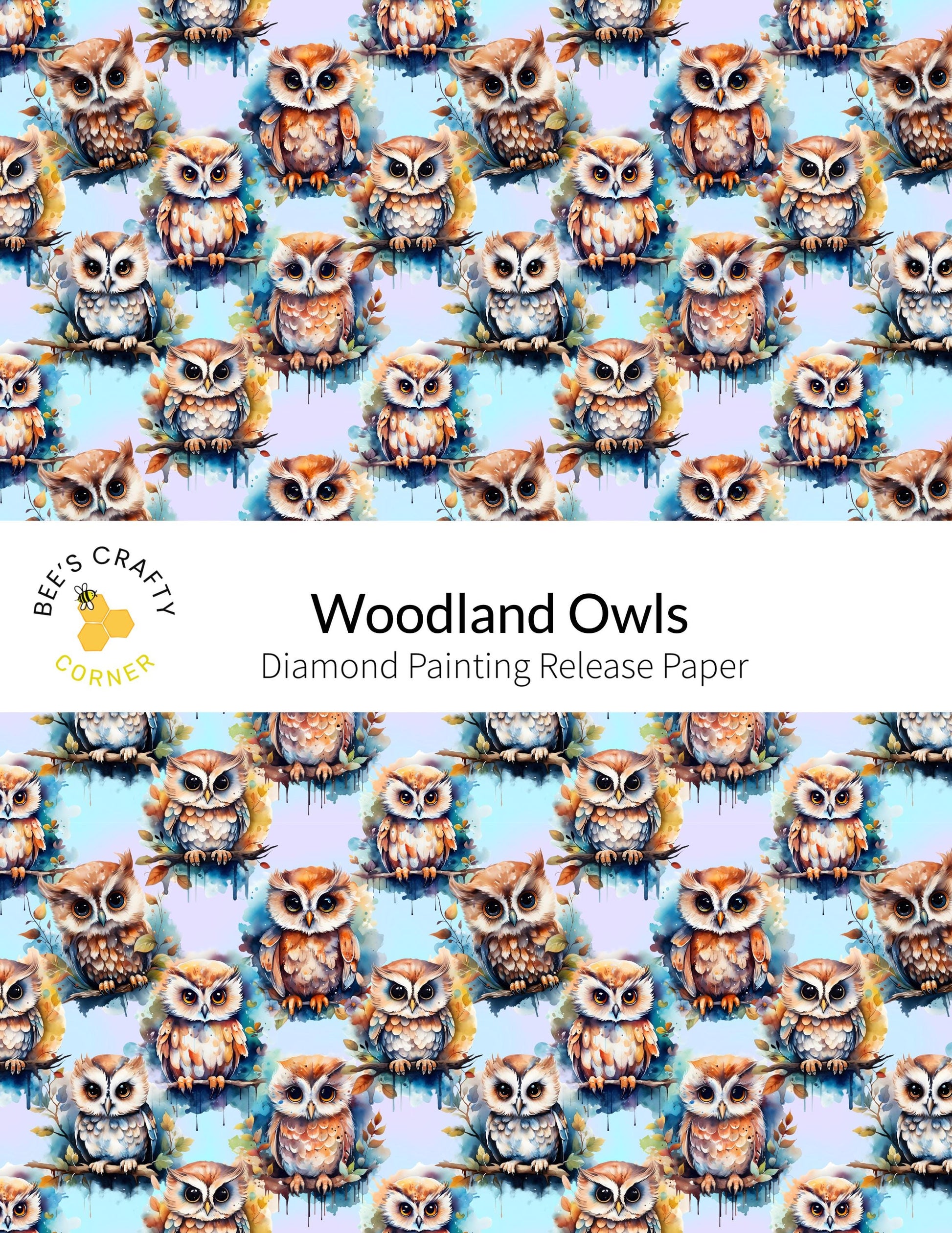 RELEASE PAPER | Woodland Owls - Reusable Patterned Diamond Painting Release Paper