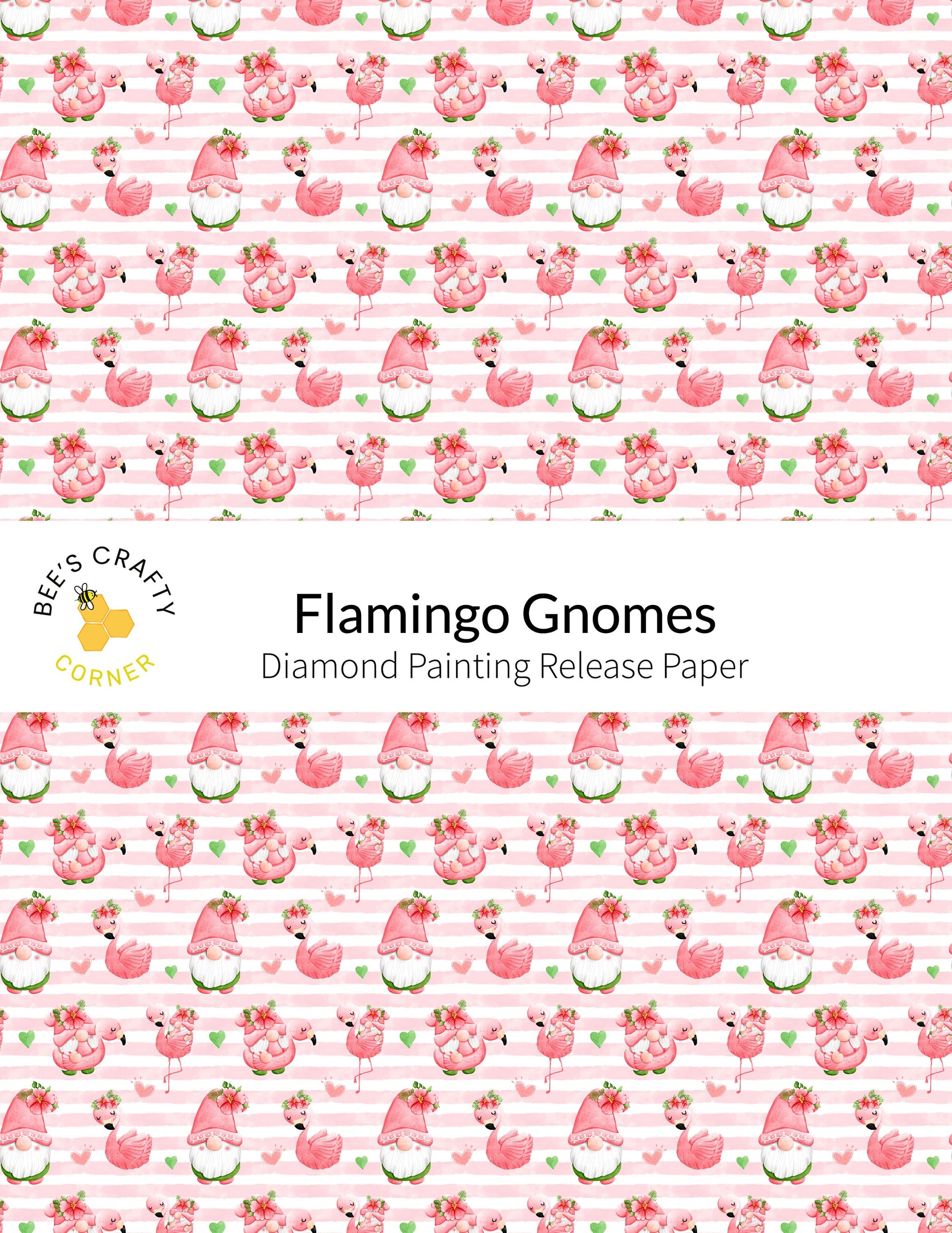RELEASE PAPER | Flamingo Gnomes - Reusable Patterned Diamond Painting Release Paper