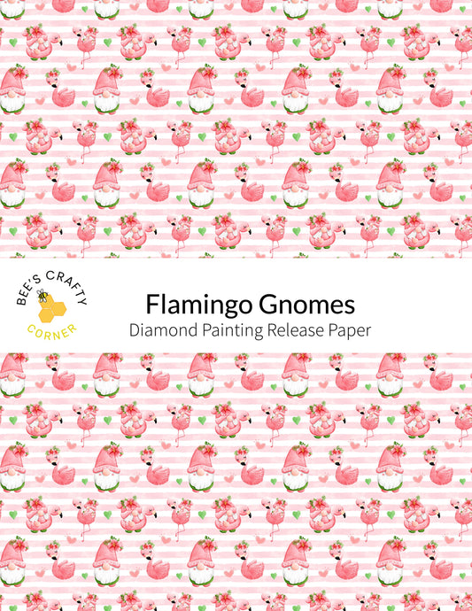 RELEASE PAPER | Flamingo Gnomes - Reusable Patterned Diamond Painting Release Paper