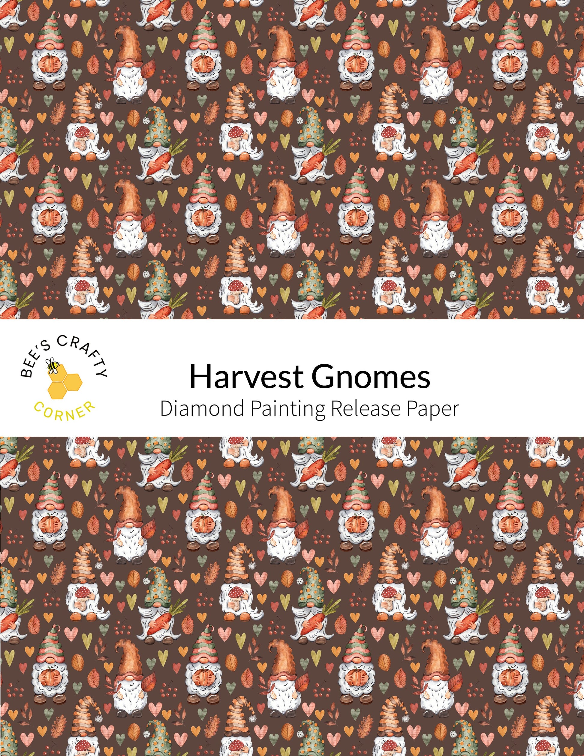 RELEASE PAPER | Harvest Gnomes - Reusable Patterned Diamond Painting Release Paper