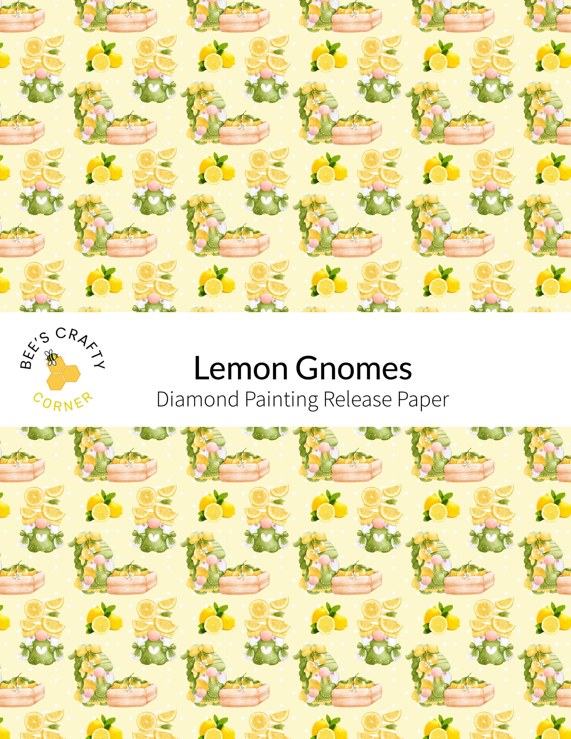 RELEASE PAPER | Lemon Gnomes - Reusable Patterned Diamond Painting Release Paper
