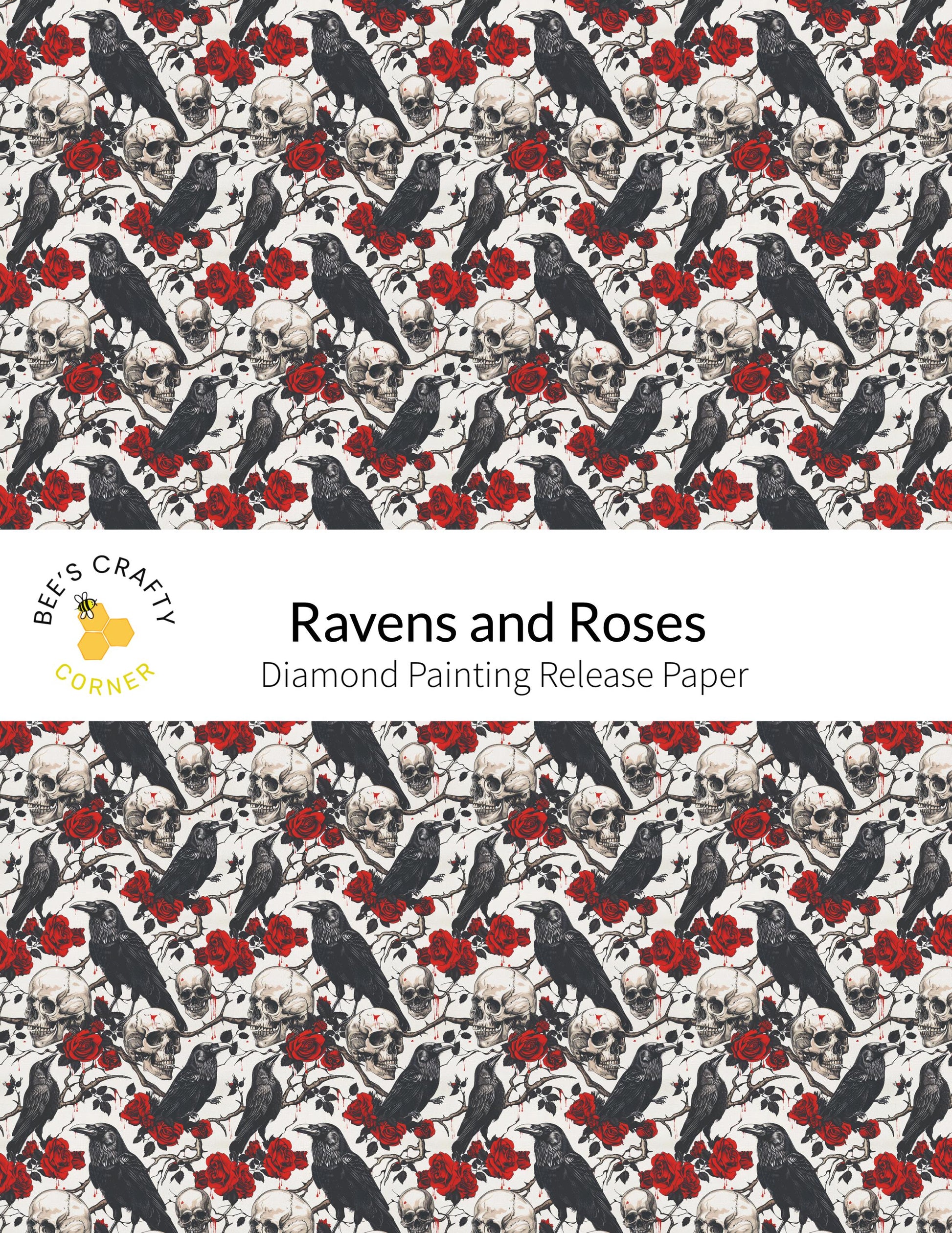 RELEASE PAPER | Ravens and Roses - Reusable Patterned Diamond Painting Release Paper
