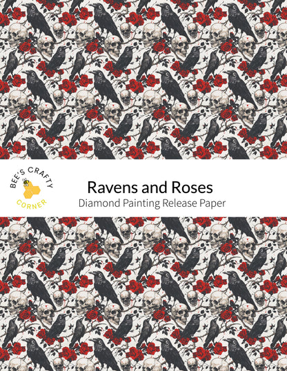 RELEASE PAPER | Ravens and Roses - Reusable Patterned Diamond Painting Release Paper