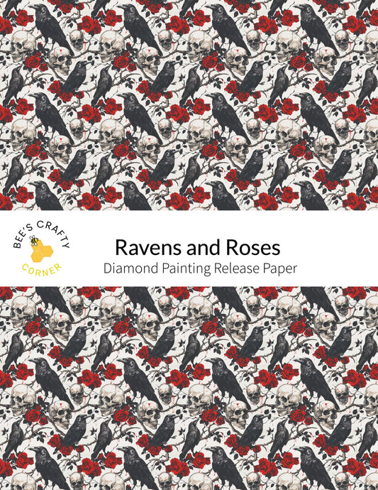 RELEASE PAPER | Ravens and Roses - Reusable Patterned Diamond Painting Release Paper
