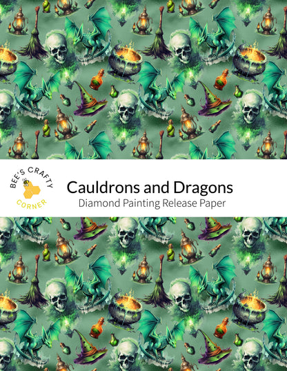 RELEASE PAPER | Cauldrons and Dragons - Reusable Patterned Diamond Painting Release Paper