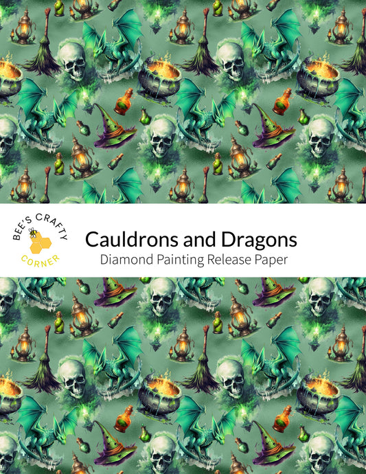 RELEASE PAPER | Cauldrons and Dragons - Reusable Patterned Diamond Painting Release Paper