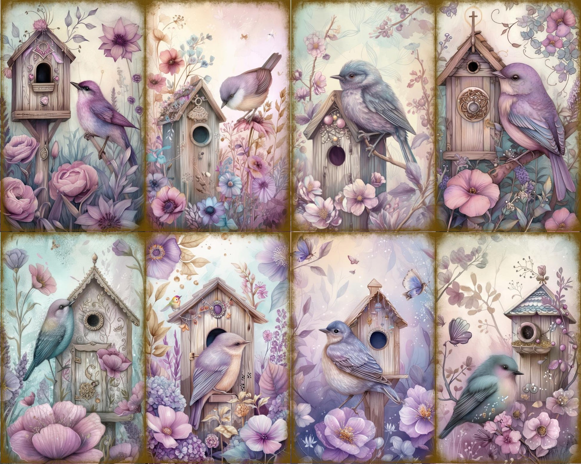 RELEASE PAPER | Floral Birdhouses - Theme Pack Reusable Diamond Painting Release Paper
