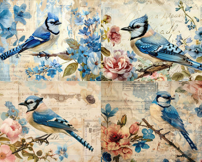 RELEASE PAPER | Vintage Blue Birds - Theme Pack Reusable Diamond Painting Release Paper