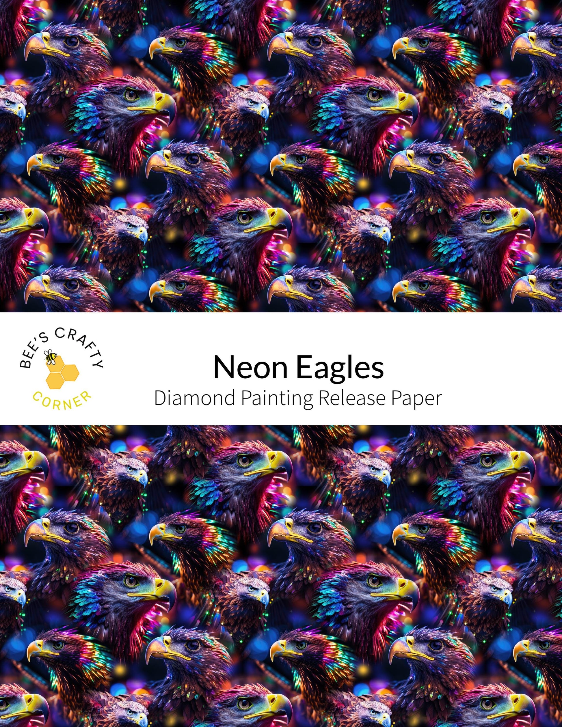 RELEASE PAPER | Neon Eagles - Reusable Patterned Diamond Painting Release Paper