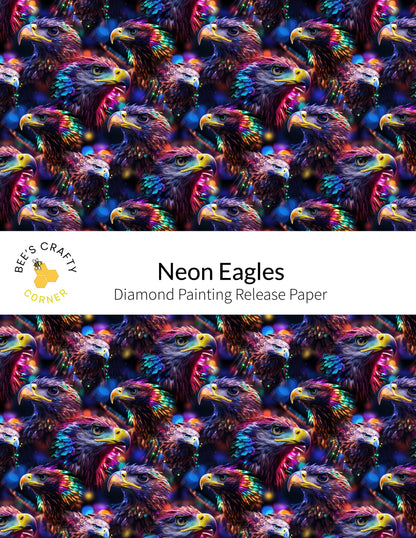 RELEASE PAPER | Neon Eagles - Reusable Patterned Diamond Painting Release Paper