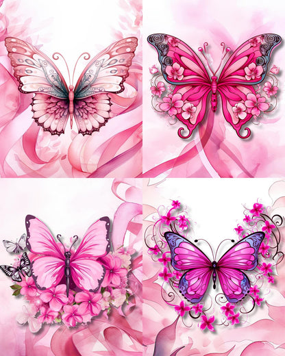 RELEASE PAPER | Pink Ribbon Butterflies - Theme Pack Reusable Diamond Painting Release Paper