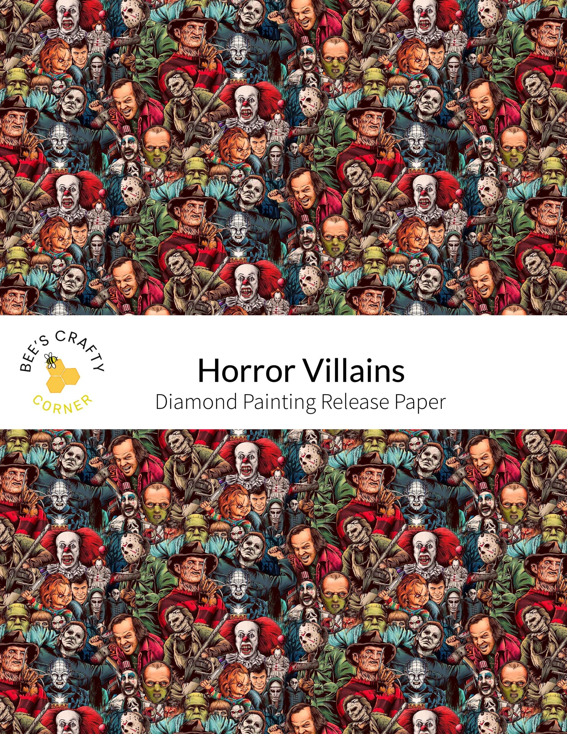 RELEASE PAPER | Horror Villains - Reusable Patterned Diamond Painting Release Paper