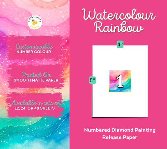 RELEASE PAPER | Watercolour Rainbow - Numbered Diamond Painting Release Paper
