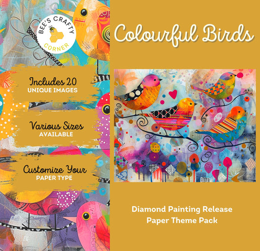 RELEASE PAPER | Colourful Birds - Theme Pack Reusable Diamond Painting Release Paper