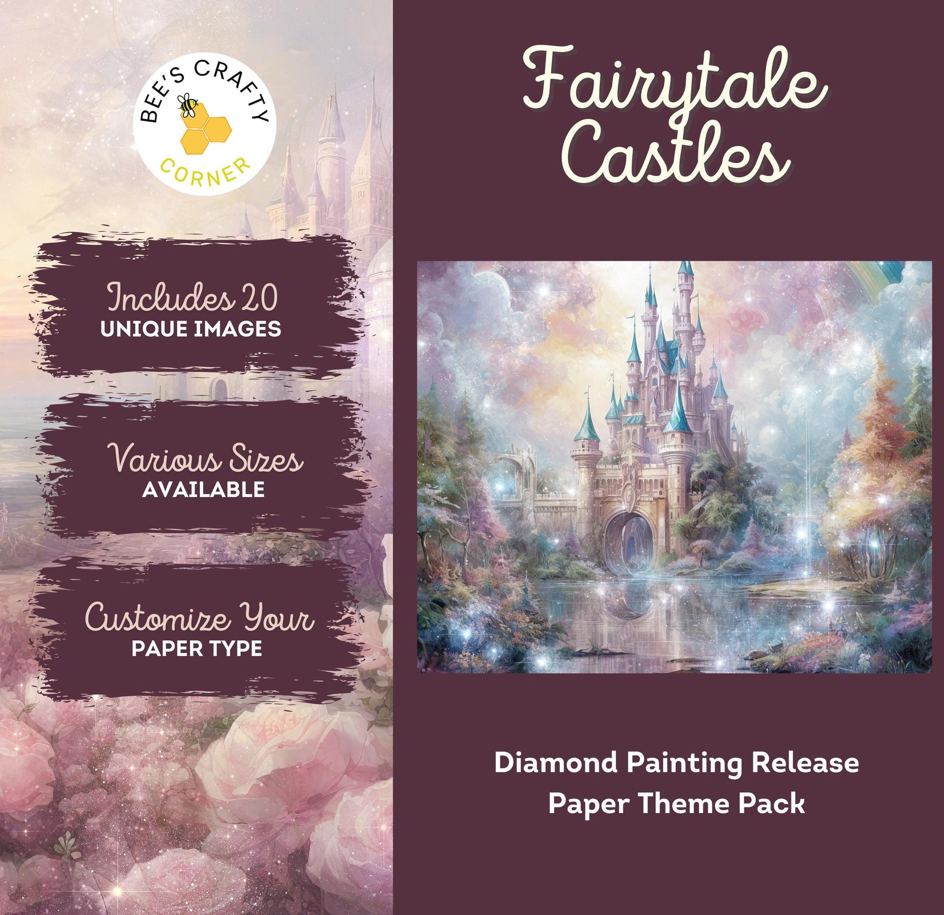 RELEASE PAPER | Fairytale Castles - Theme Pack Reusable Diamond Painting Release Paper