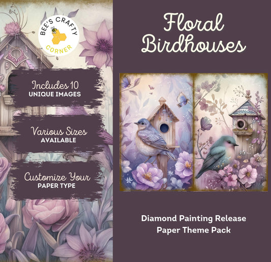 RELEASE PAPER | Floral Birdhouses - Theme Pack Reusable Diamond Painting Release Paper