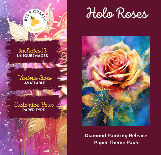 RELEASE PAPER | Holographic Roses - Theme Pack Reusable Diamond Painting Release Paper