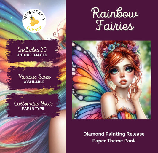 RELEASE PAPER | Rainbow Fairies - Theme Pack Reusable Diamond Painting Release Paper by Kelly Cloutier-Searson AI Arts