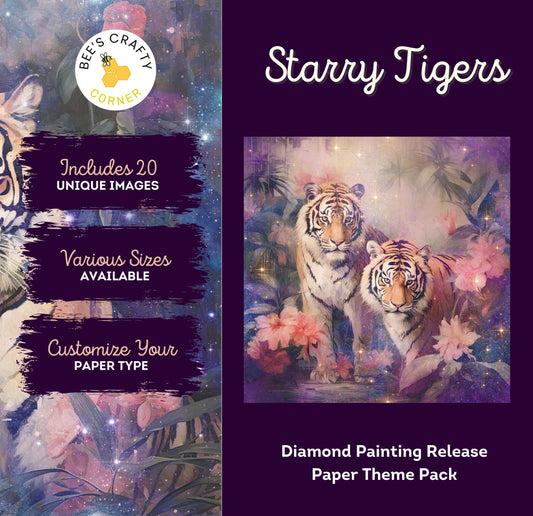RELEASE PAPER | Starry Tigers - Theme Pack Reusable Diamond Painting Release Paper