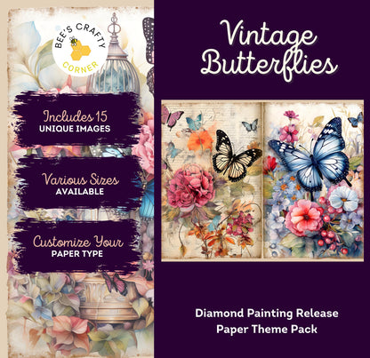 RELEASE PAPER | Vintage Butterflies - Theme Pack Reusable Diamond Painting Release Paper