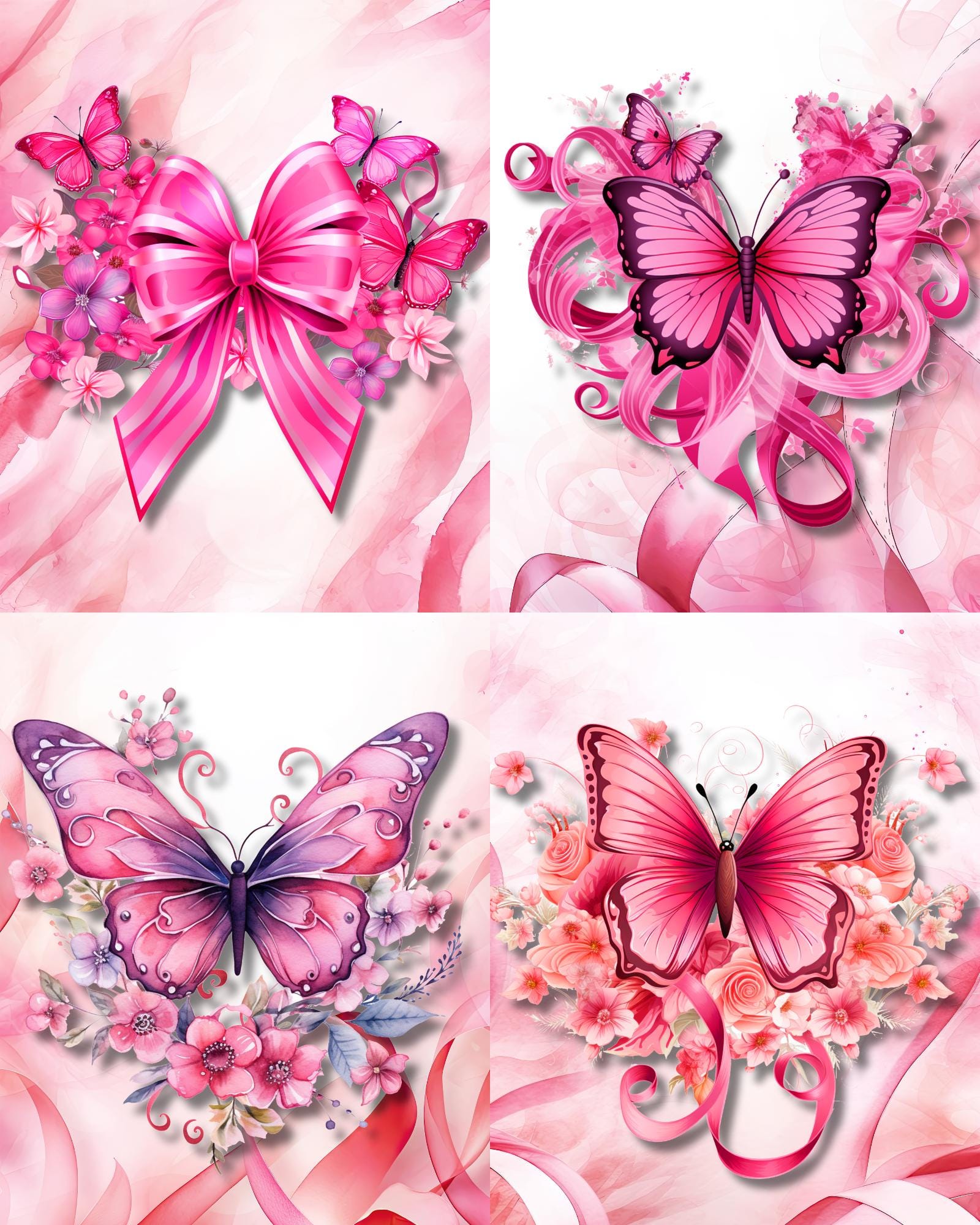 RELEASE PAPER | Pink Ribbon Butterflies - Theme Pack Reusable Diamond Painting Release Paper