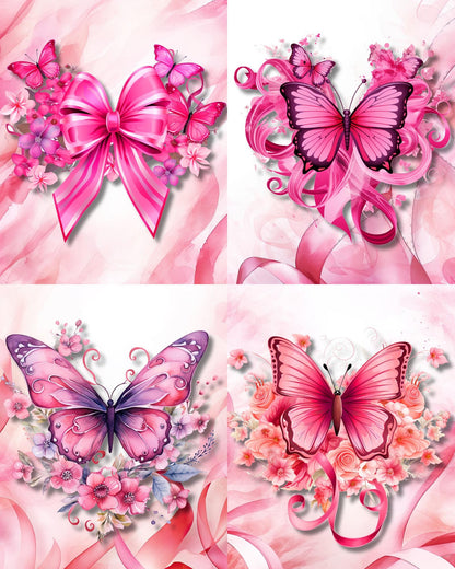 RELEASE PAPER | Pink Ribbon Butterflies - Theme Pack Reusable Diamond Painting Release Paper