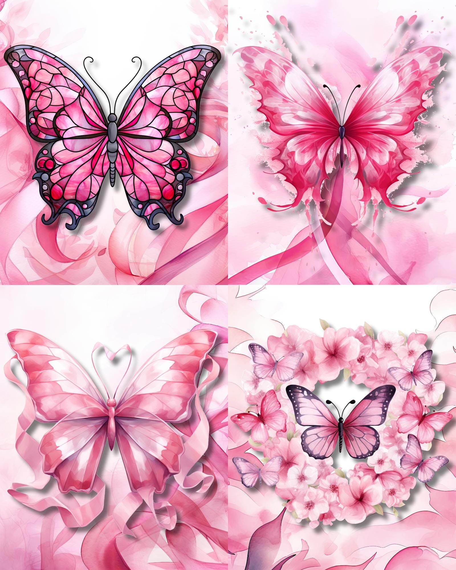 RELEASE PAPER | Pink Ribbon Butterflies - Theme Pack Reusable Diamond Painting Release Paper