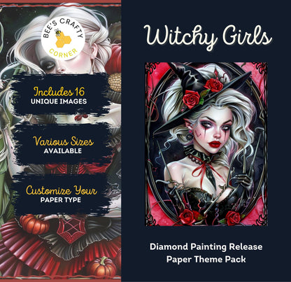 RELEASE PAPER | Witchy Girls - Theme Pack Reusable Diamond Painting Release Paper