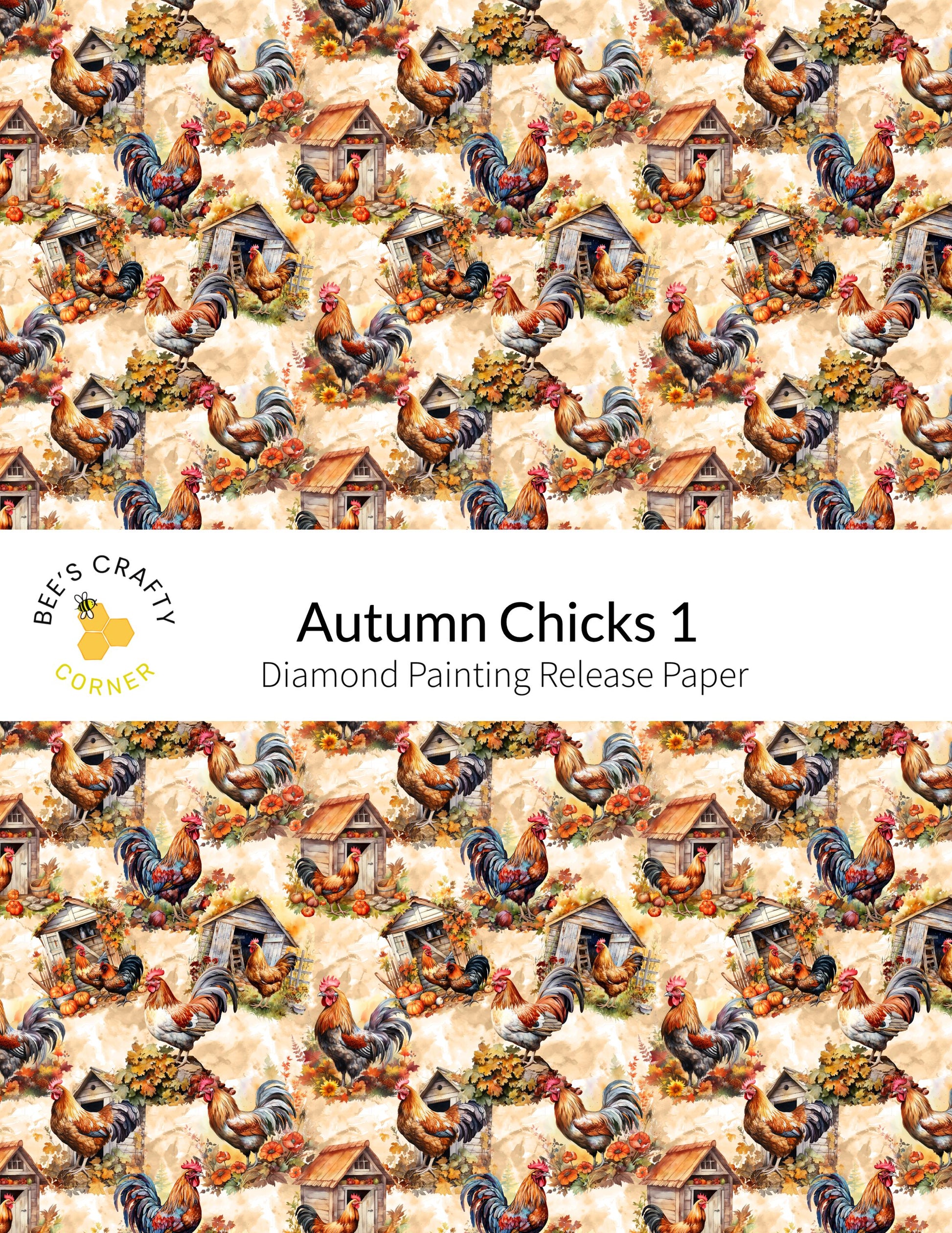 RELEASE PAPER | Autumn Chicks 1 - Reusable Patterned Diamond Painting Release Paper