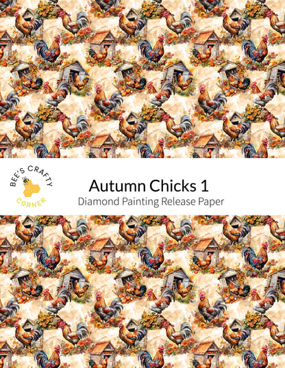 RELEASE PAPER | Autumn Chicks 1 - Reusable Patterned Diamond Painting Release Paper