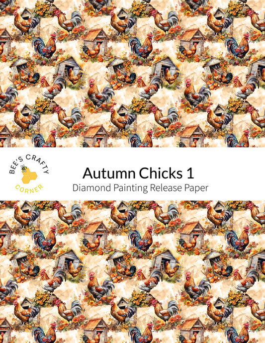 RELEASE PAPER | Autumn Chicks 1 - Reusable Patterned Diamond Painting Release Paper