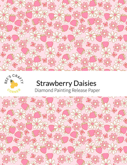 RELEASE PAPER | Strawberry Daisies - Reusable Patterned Diamond Painting Release Paper