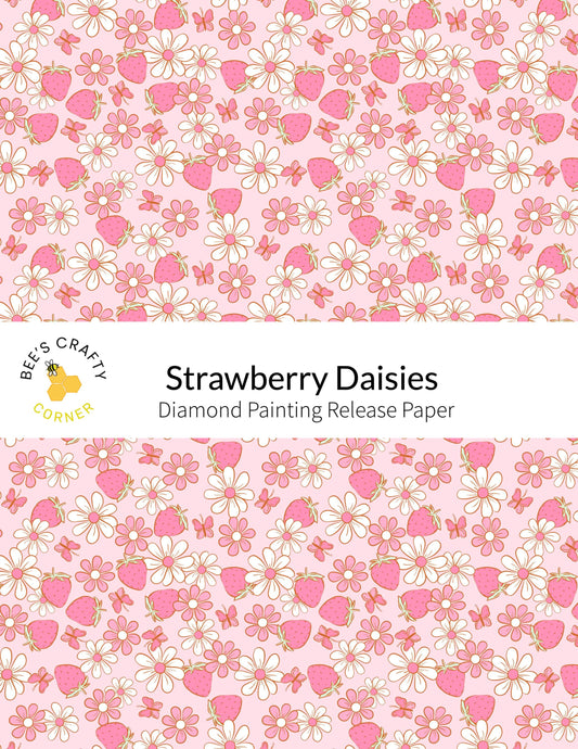 RELEASE PAPER | Strawberry Daisies - Reusable Patterned Diamond Painting Release Paper