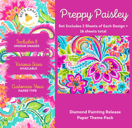 RELEASE PAPER | Preppy Paisley - Theme Pack Reusable Diamond Painting Release Paper