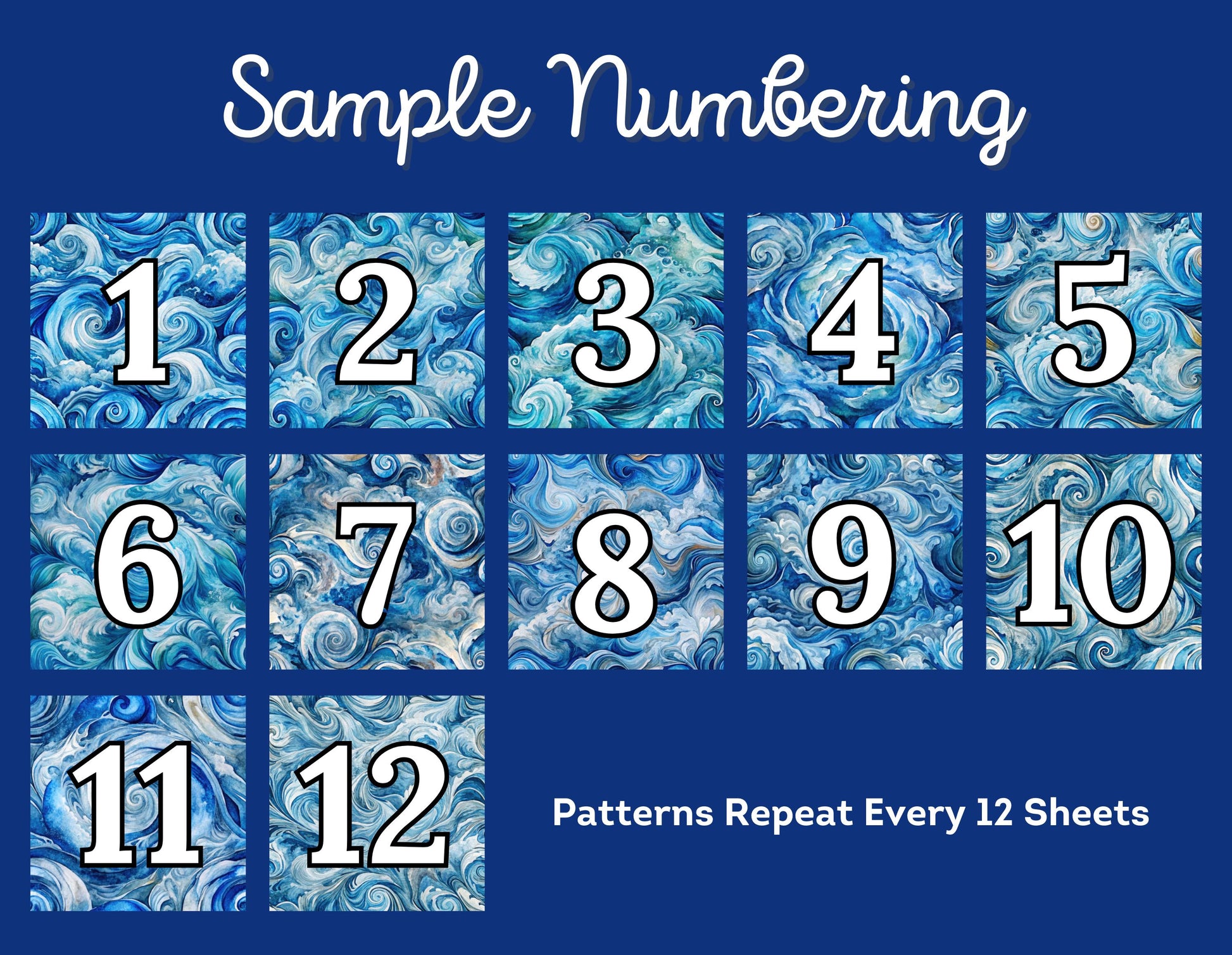 RELEASE PAPER | Ocean Swirls - Numbered Diamond Painting Release Paper