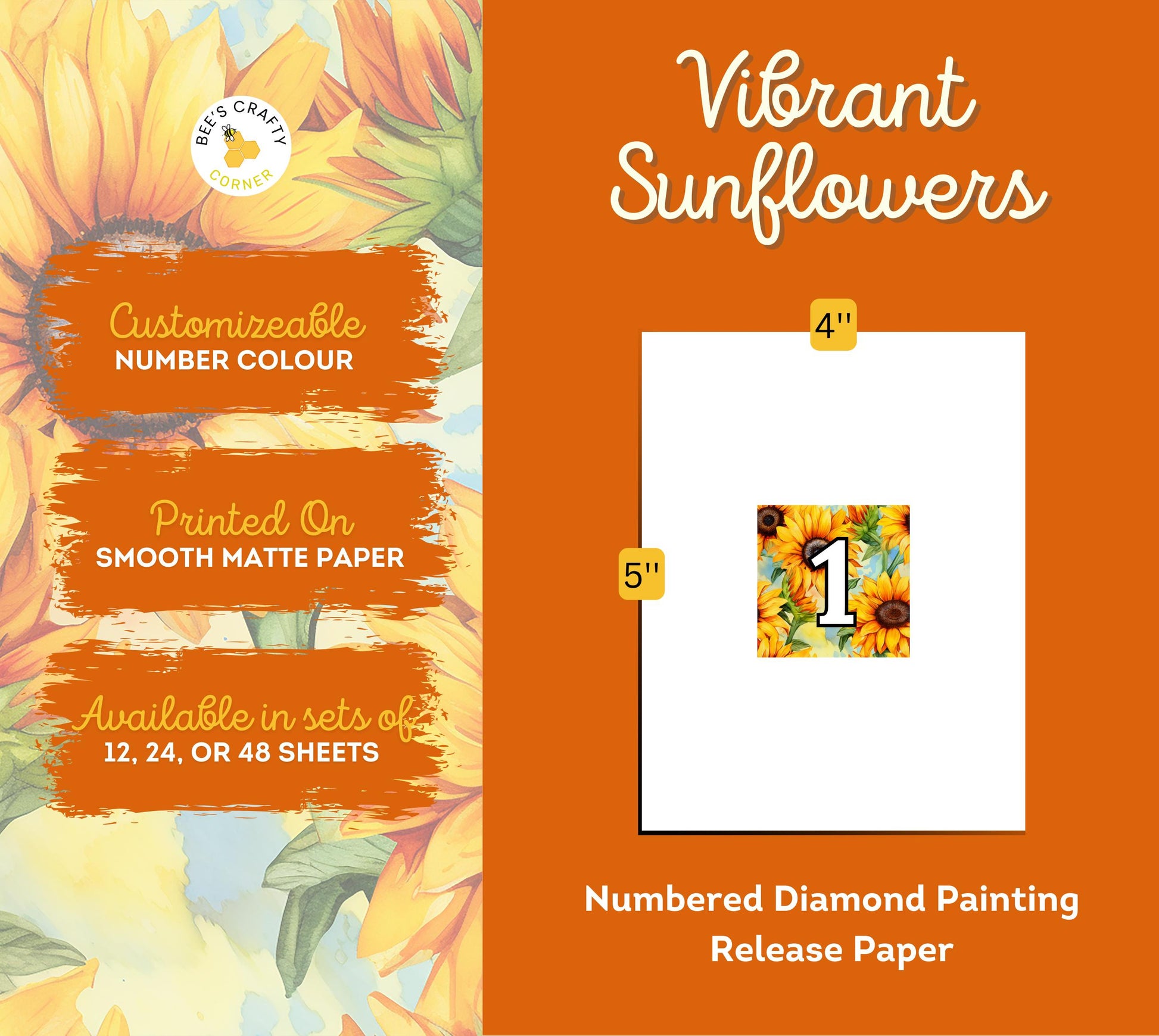 RELEASE PAPER | Vibrant Sunflowers - Numbered Diamond Painting Release Paper